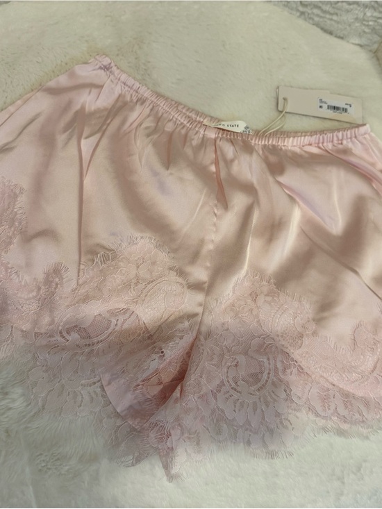 Altar'd State Other - Altar'd State Blush Satin Lace-Trim Sleep Shorts